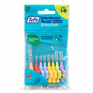 TePe Interdental Brush mezizubní kartáčky Extra Soft 8 pcs Mixed Pack