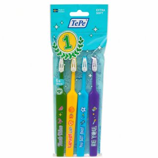 TePe Kids Extra Soft zubní kartáčky extra soft pro děti 4 ks