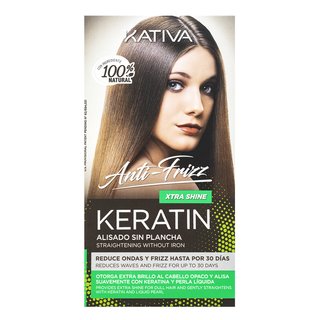 Kativa Anti-Frizz Straightening Without Iron sada s keratinem pro narovnání vlasů bez žehličky na vlasy Xtra Shine 30 ml + 30 ml + 150 ml