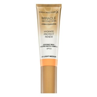 Max Factor Miracle Second Skin Hybrid Foundation SPF20 04 Light Medium dlouhotrvající make-up s hydratačním účinkem 30 ml