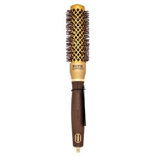 Levně Olivia Garden Expert Blowout Shine Round Brush Wavy Bristles Gold & Brown 25 mm kartáč na vlasy