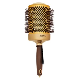Levně Olivia Garden Expert Blowout Shine Round Brush Wavy Bristles Gold & Brown 80 mm kartáč na vlasy