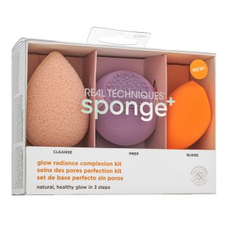 Levně Real Techniques Sponge+ Glow Radiance Complexion Kit 3pcs sada pro sjednocenou a rozjasněnou pleť